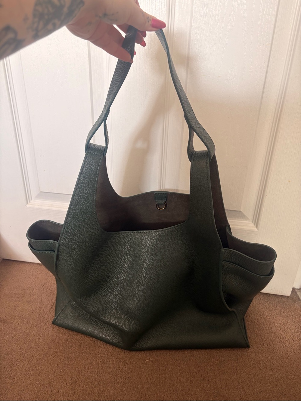 Cuyana teal double loop satchel - Picture 4 of 8